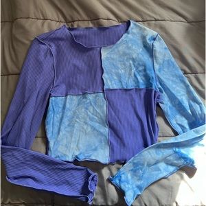 Purple Blue Cropped Long sleeve Shirt
